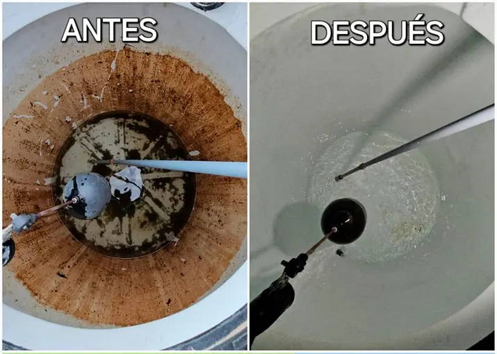 Antes - tanque de agua con sedimentos